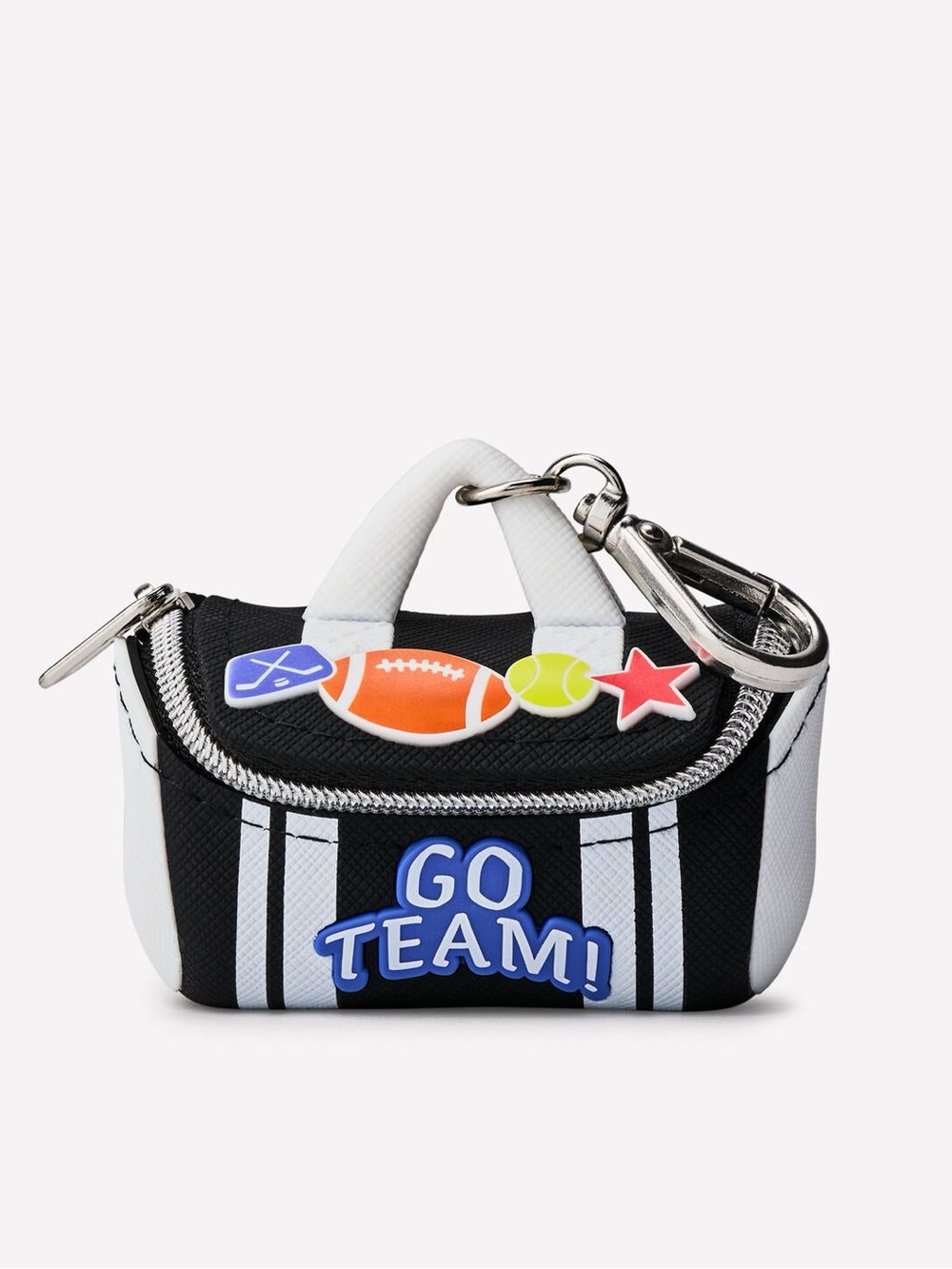 Black 'Go Team' Mini Bag Charm with Sports Accents